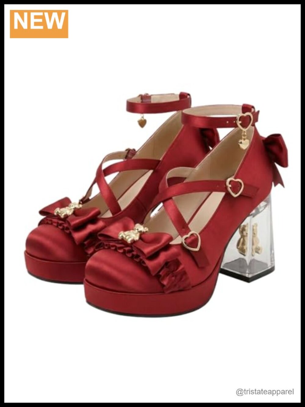 Clear Heel Mary Jane Pumps Women High Block Heel Ankle Strap Round Toe